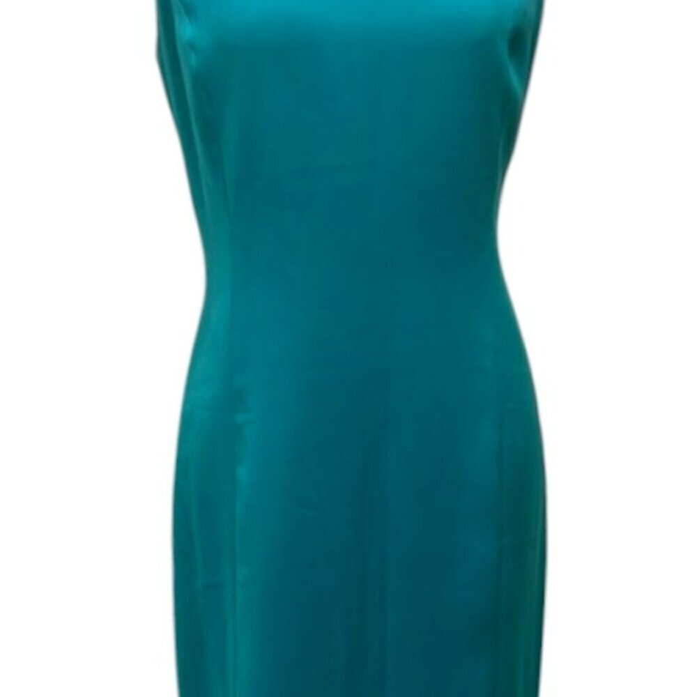 Kasper Teal Sleeveless Sheath Midi Dress 10P Workwear Office Business Casual